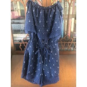 Nautical off the shoulder romper